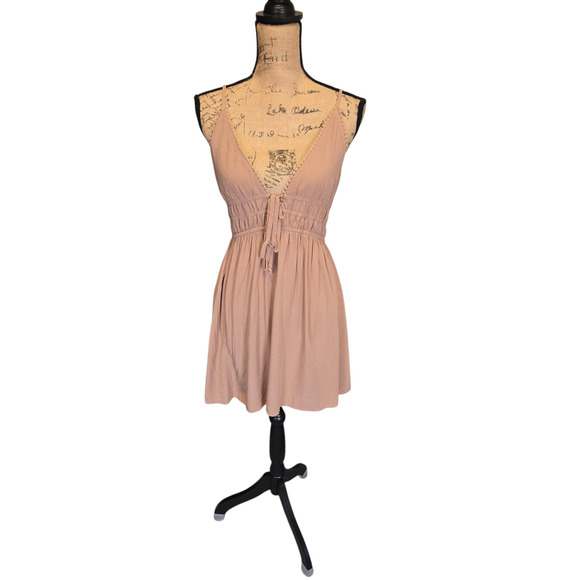 Wild Fable Dresses & Skirts - Wild Fable light brown racerback straps v neck mini dress, size medium